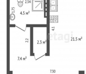 1-комн, 33кв м, этаж 1/2 улица Калараша, 80/1