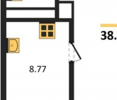 1-комн, 38кв м, этаж 5/9 улица Калараша, 7Г